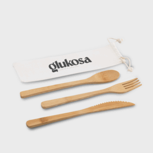 Set di posate in bambù con custodia in cotone