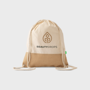 Borsa con coulisse in cotone biologico e iuta