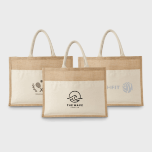 Borsa in juta con tasca in cotone