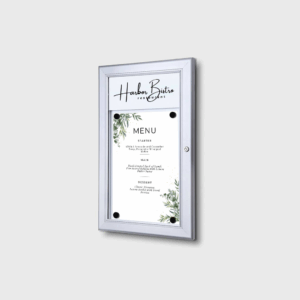 Bacheca menu esterna con pannello logo