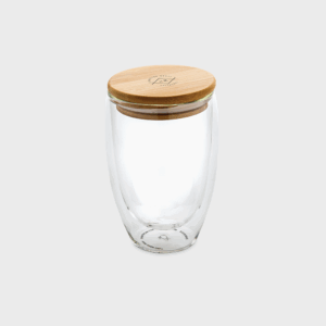 Bicchiere a doppia parete con coperchio in bambu 350 ml