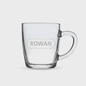 Tazza di vetro con incisione personalizzata