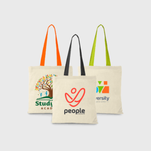 Borsa in cotone con manici colorati